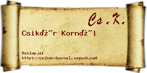 Csikár Kornél névjegykártya